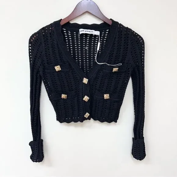 NWT Self-Portrait Black Cropped Sweater - Picture 4 of 10